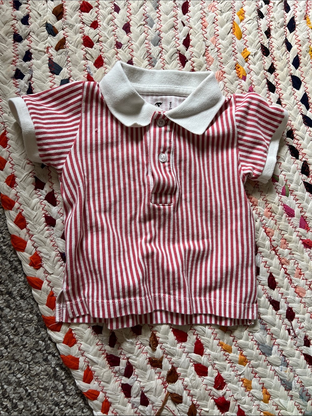 Red & White Striped Polo Top for boys